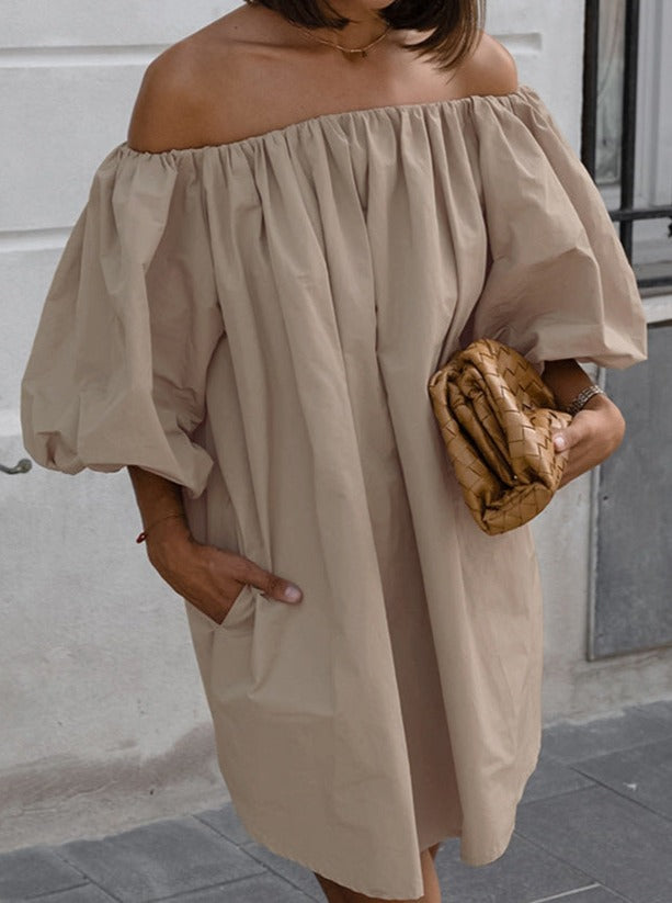 Robe kaki élégante à manches courtes froissée