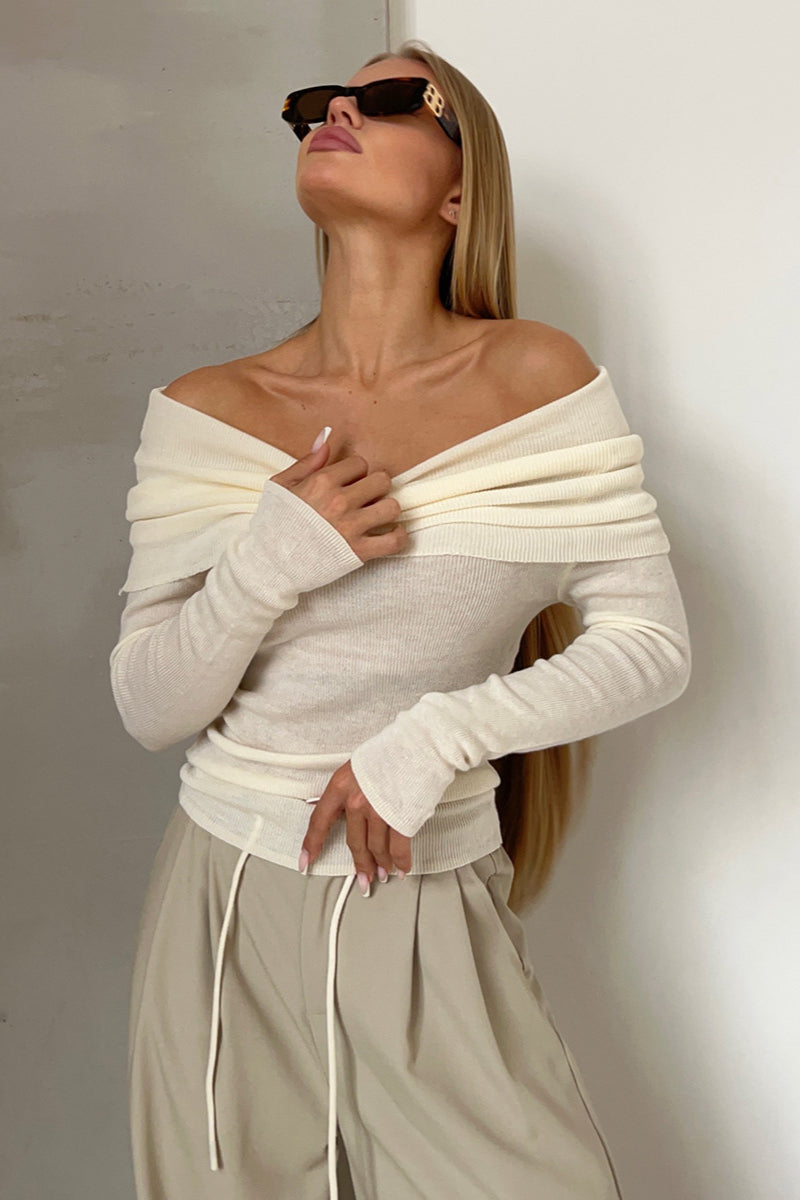 Serene Drape Off-Shoulder Sweater