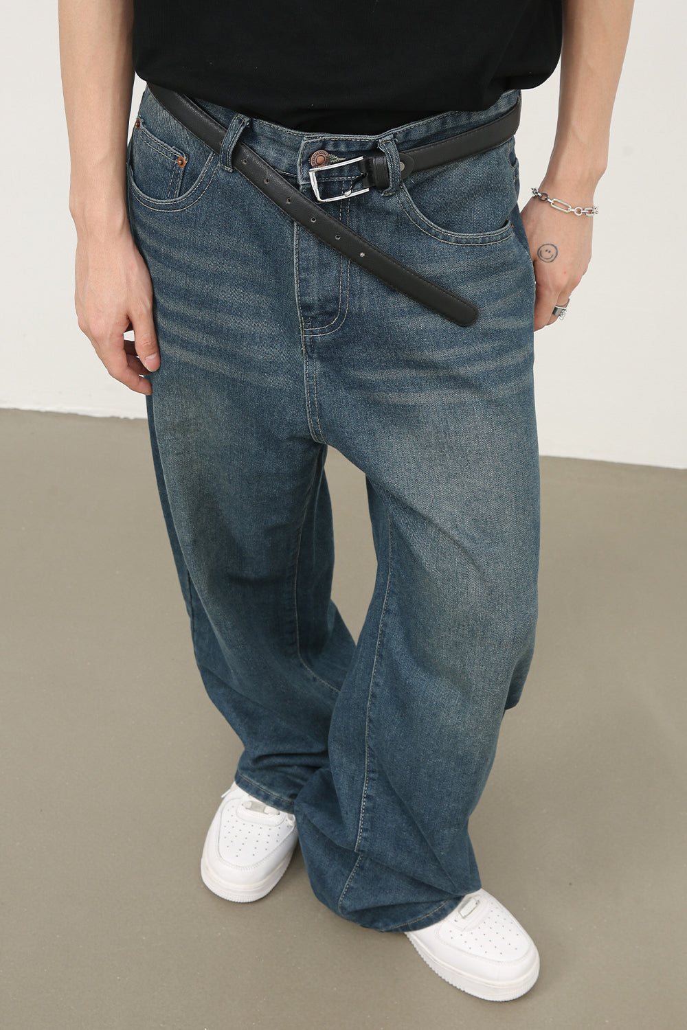 Jean vintage à jambe large pour homme 