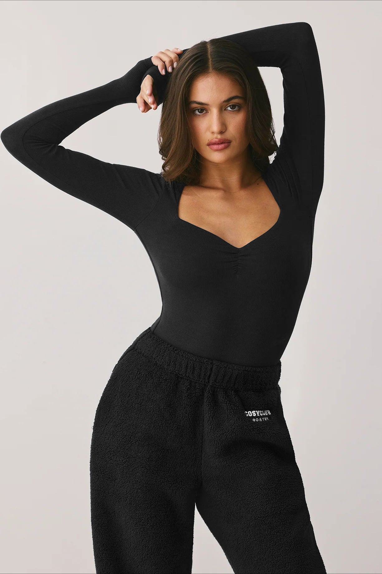 Pull slim côtelé à encolure carrée pour femmes