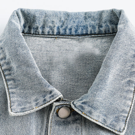 Veste en denim décontractée pour hommes avec délavage vintage