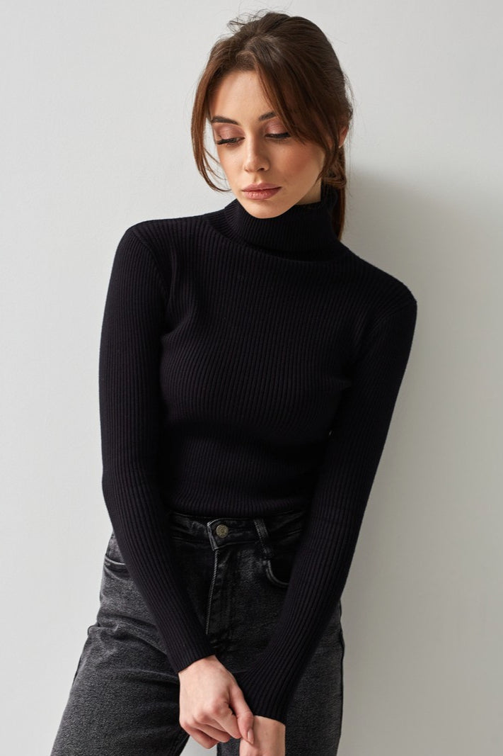 Eterna Contour Ribbed Turtleneck Sweater