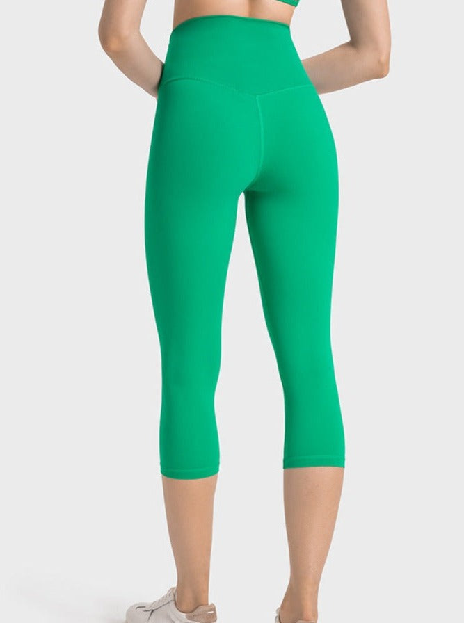 Pantalon de yoga extensible taille haute vert pour exercices