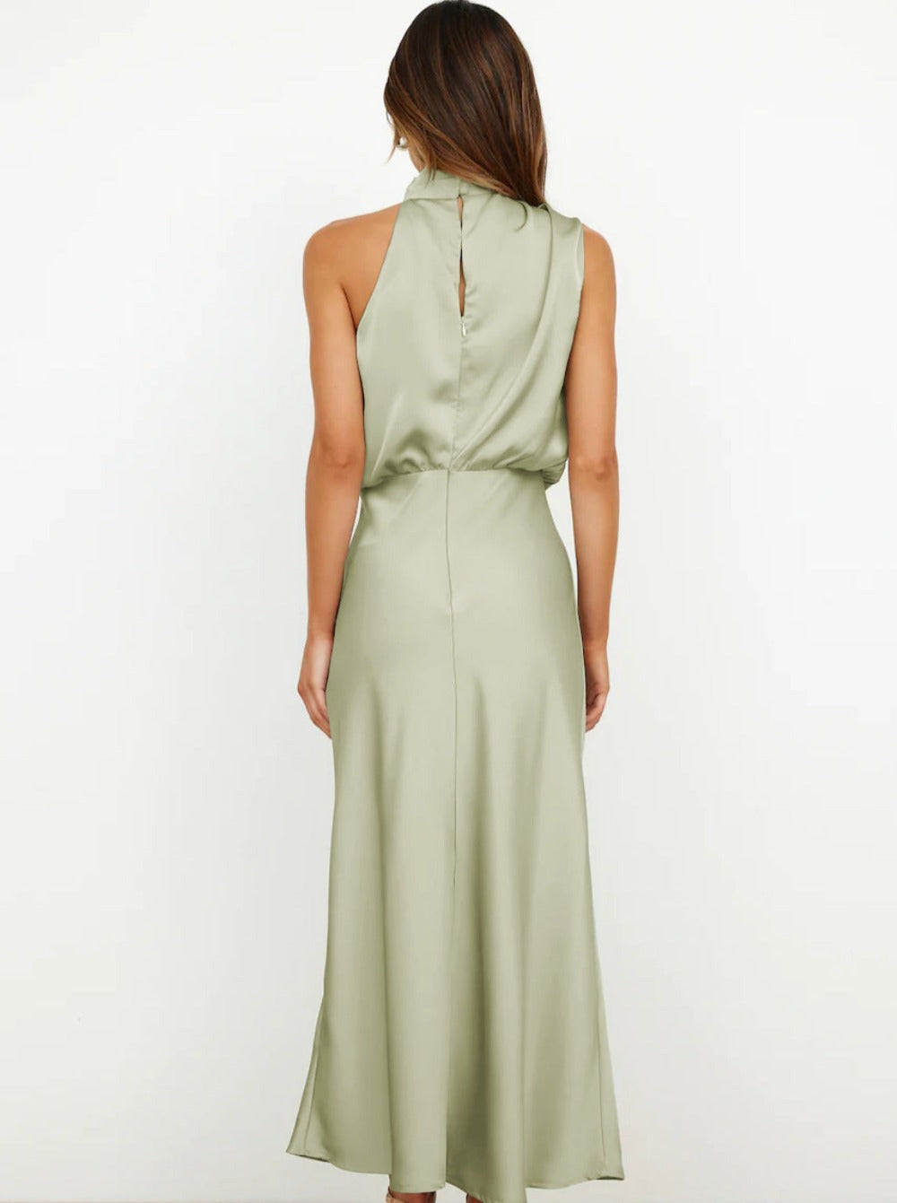 Robe élégante à col licou vert clair 