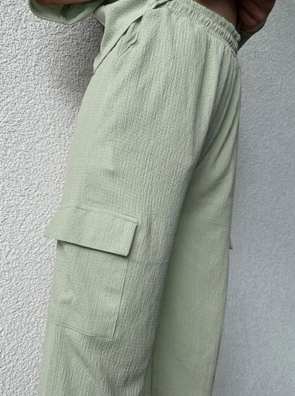 Loose Casual Short Sleeve Shirt and Straight Pants