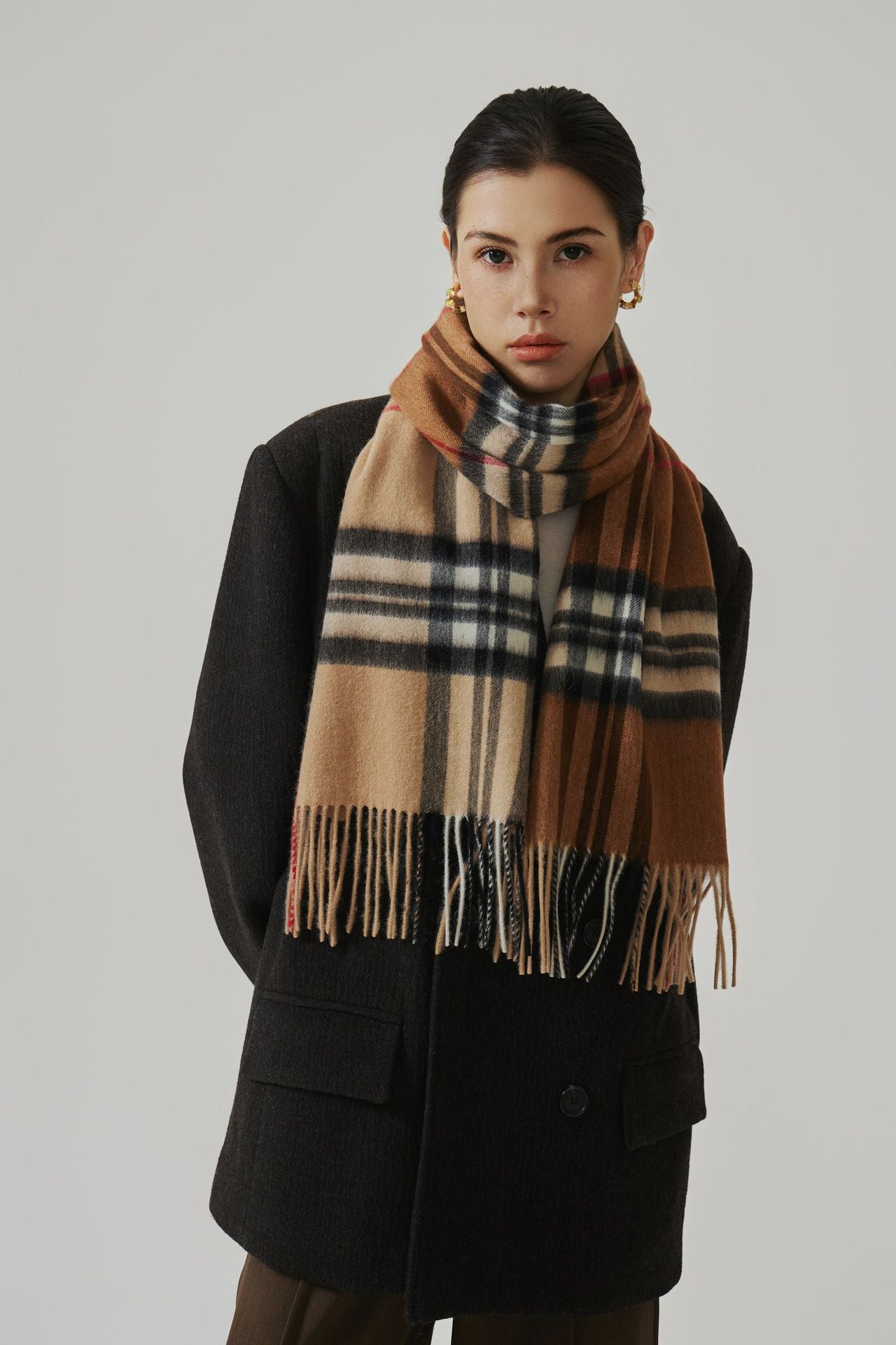 Classic Plaid Cashmere Tassel Scarf