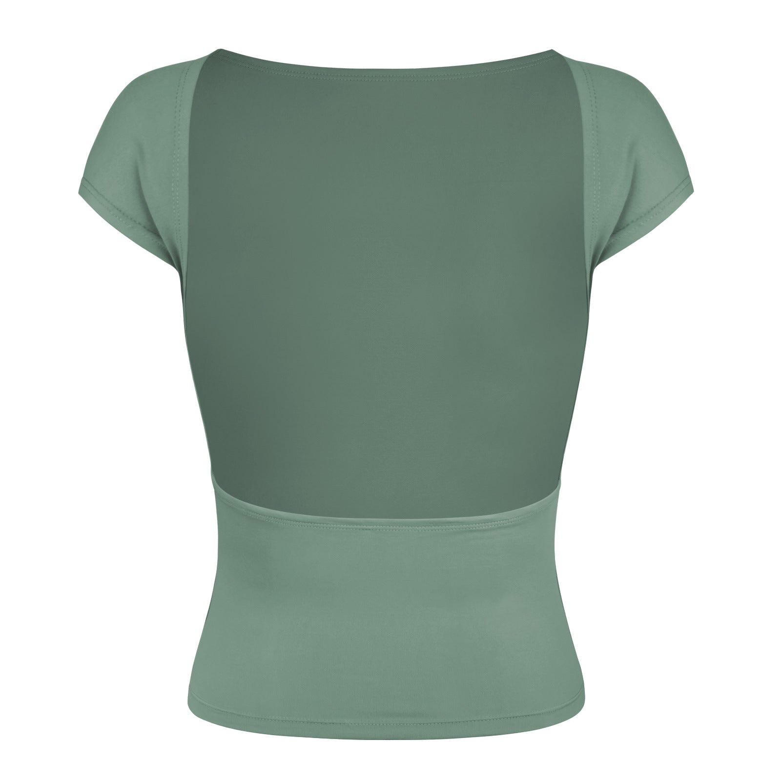 Sage Green Sexy Openback Fitted Breathable Crop Top