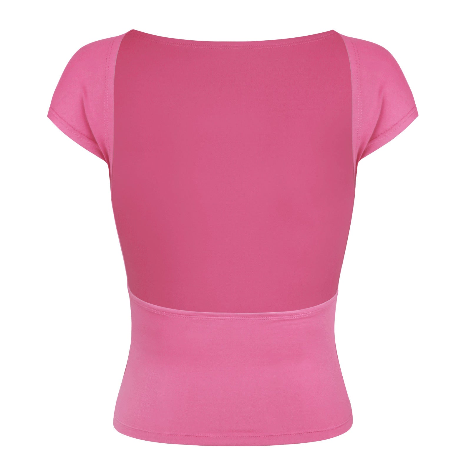 Chemise rose sexy dos nu slim respirante à manches courtes 