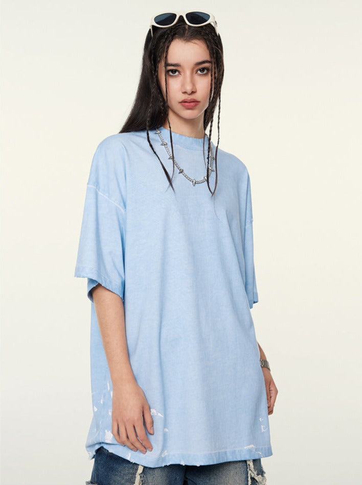 T-shirt tendance à manches courtes imprimé bleu 