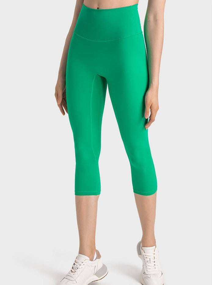 Pantalon de yoga extensible taille haute vert pour exercices