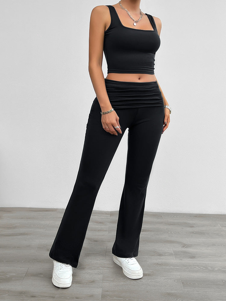 Ensemble pantalon slim décontracté noir 