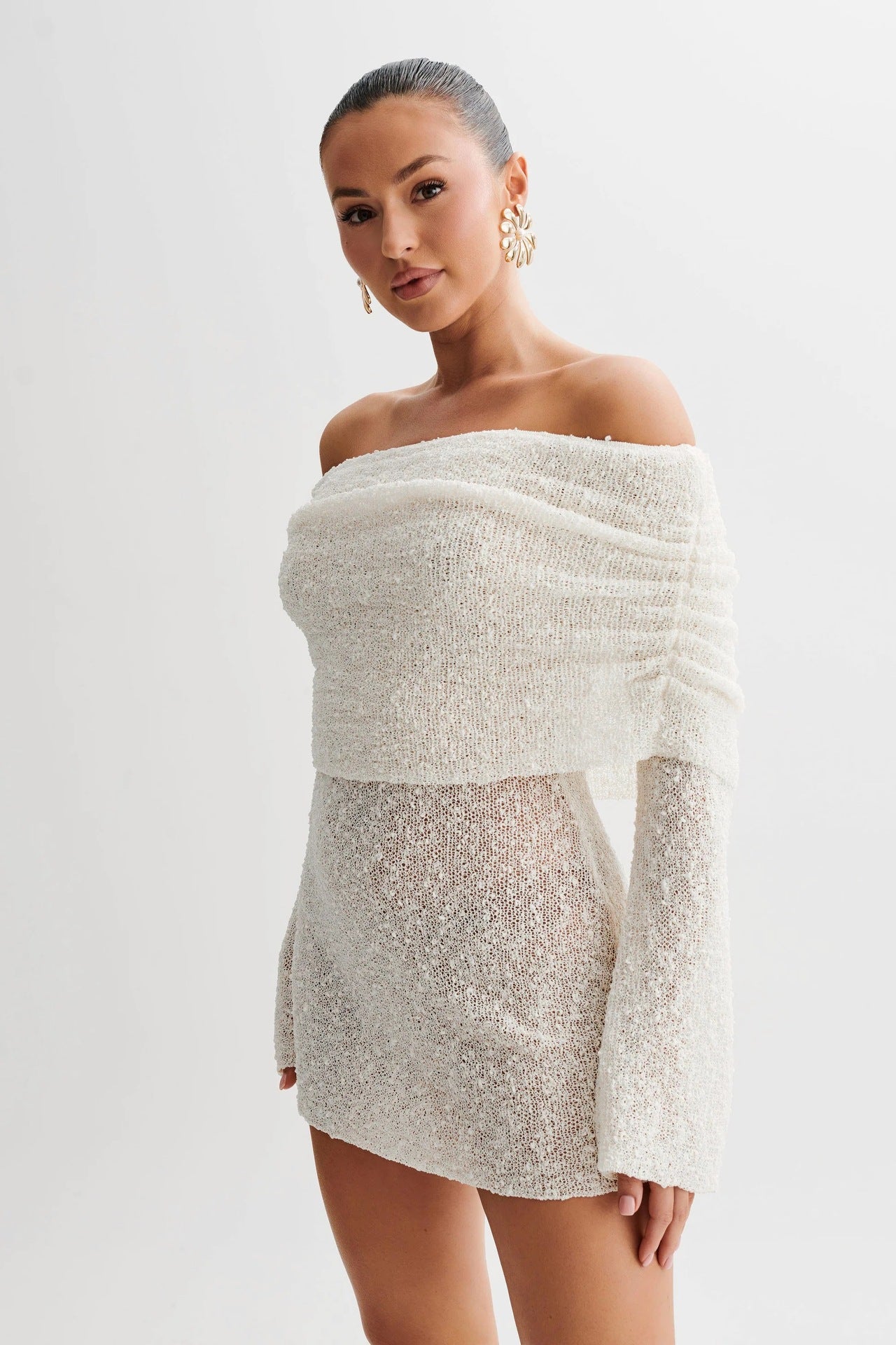 Chic Winter Off-Shoulder Sweater Dress