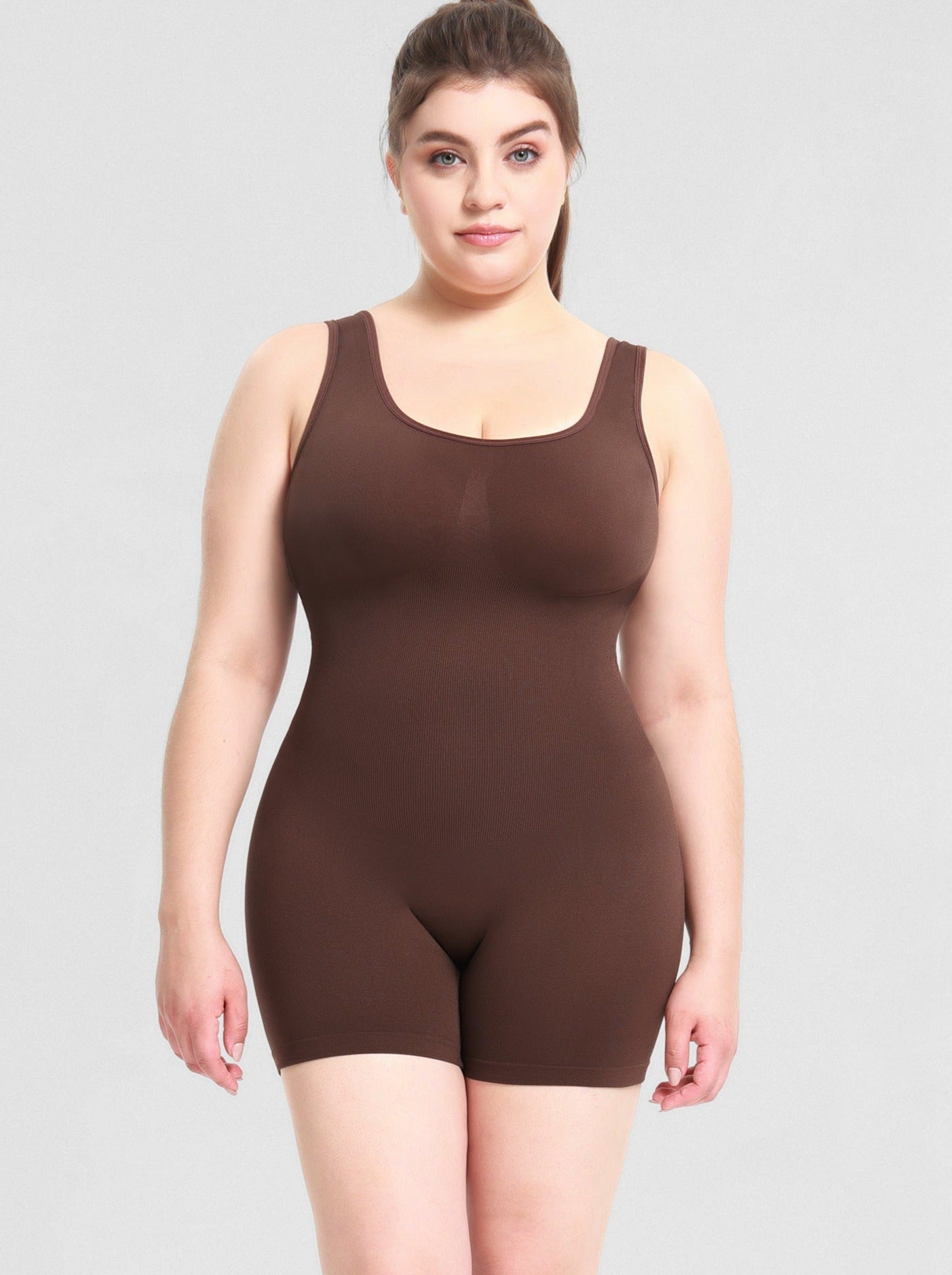 Combinaison-pantalon gainante marron grande taille 