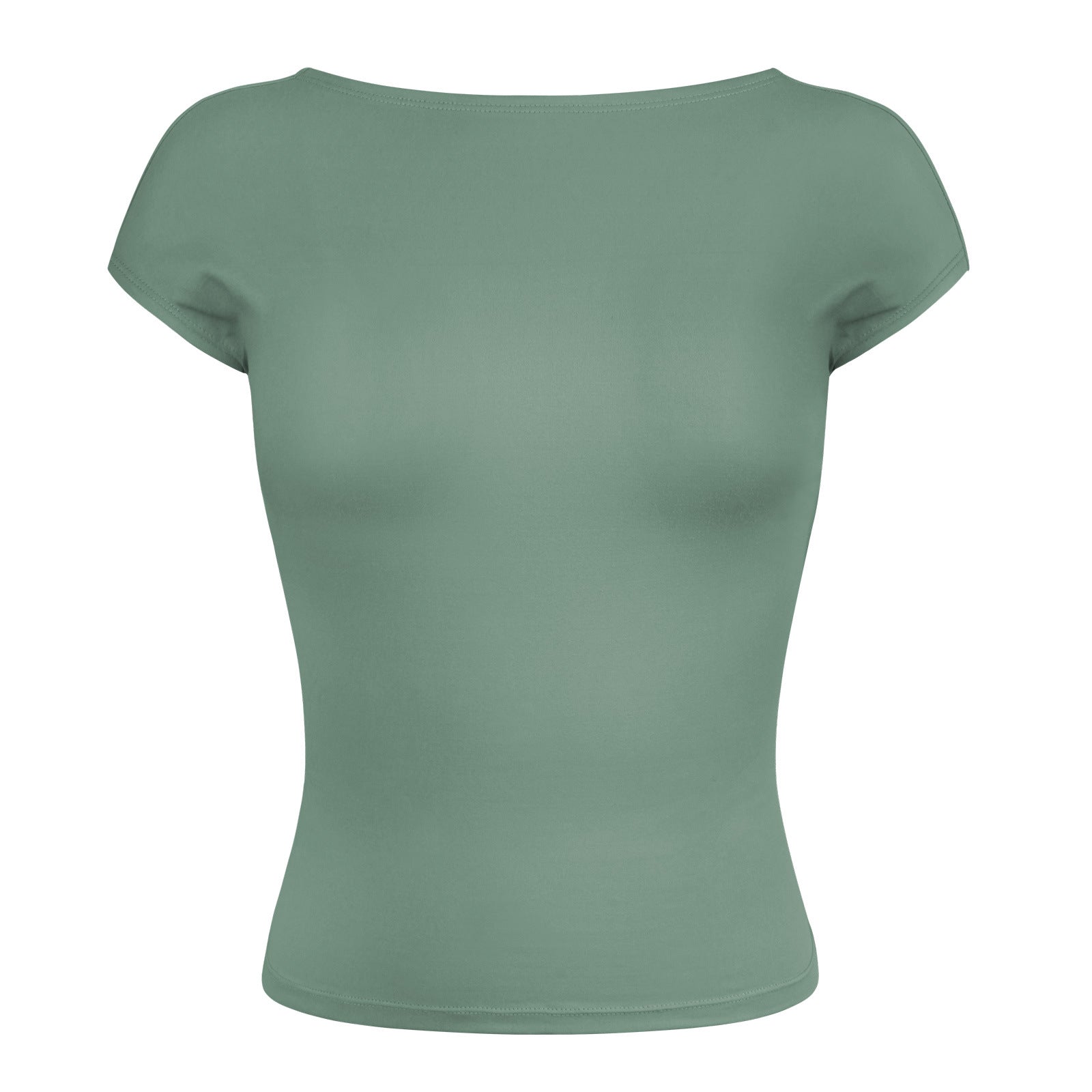 Sage Green Sexy Openback Fitted Breathable Crop Top