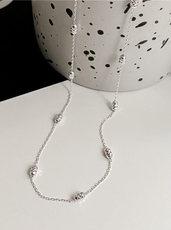 Chaîne de clavicule rétro en argent sterling avec perles