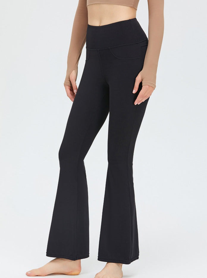 Pantalon de yoga slim évasé à pattes d'éléphant 