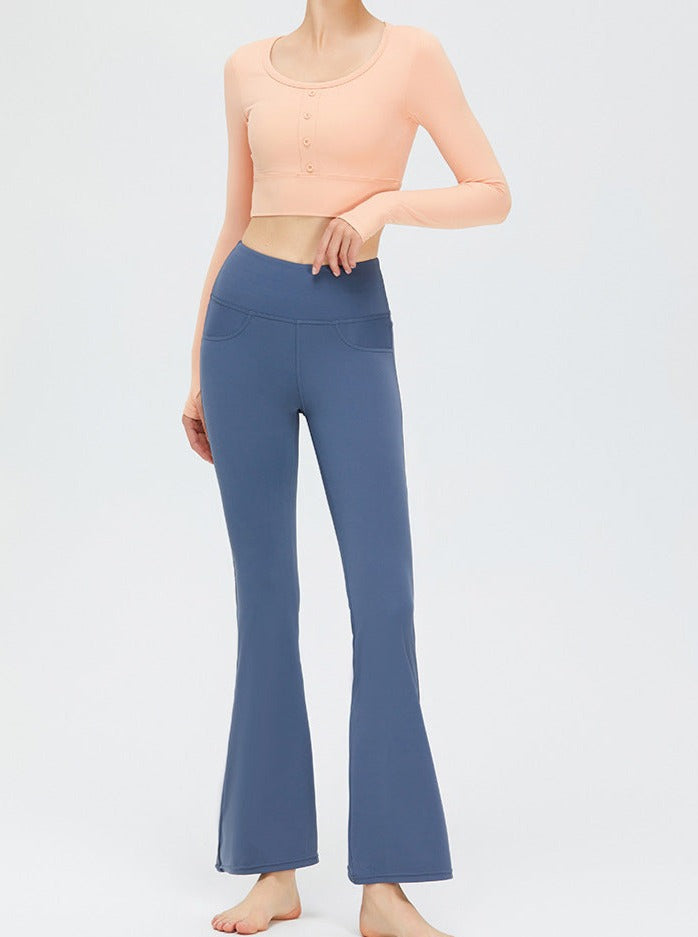 Pantalon de yoga slim évasé à pattes d'éléphant 