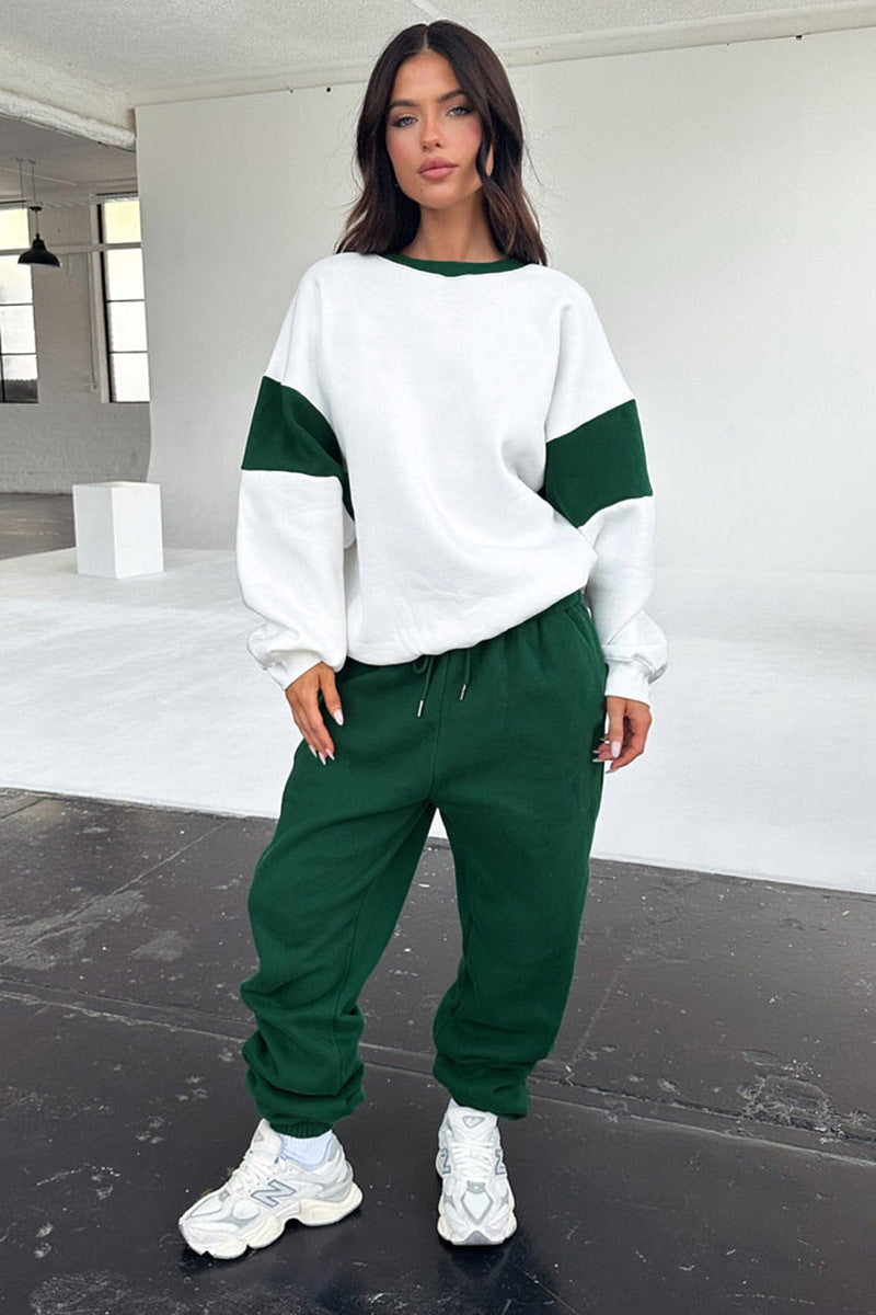 Ensemble sweat-shirt et jogging à blocs de couleurs