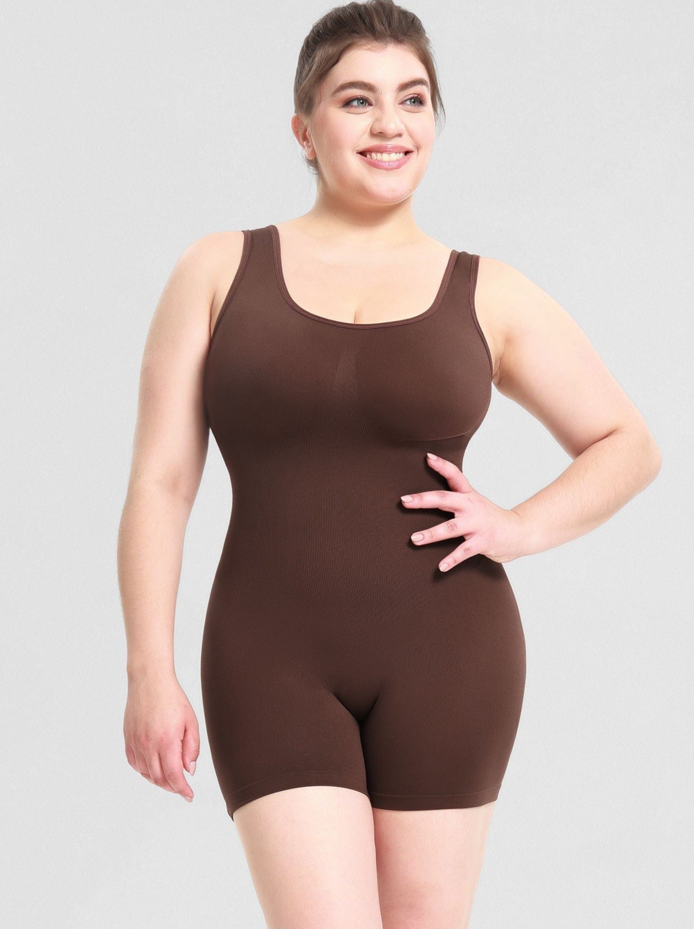 Combinaison-pantalon gainante marron grande taille 