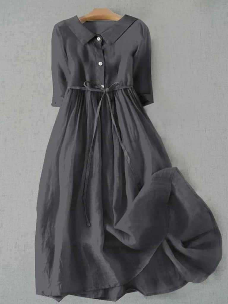 Robe mi-longue à col simple et vintage 