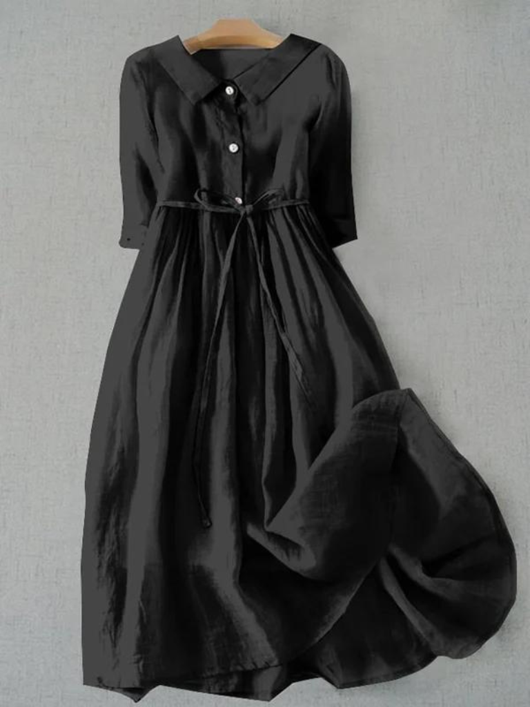 Robe mi-longue à col simple et vintage 