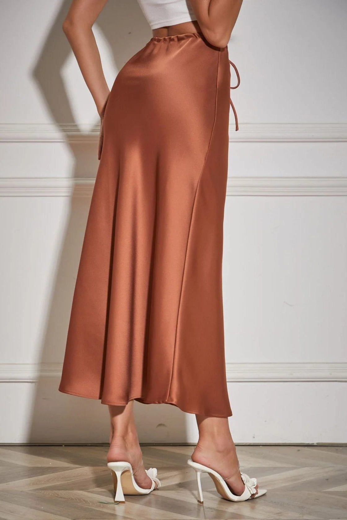 Terracotta Tie Waist Maxi Skirt