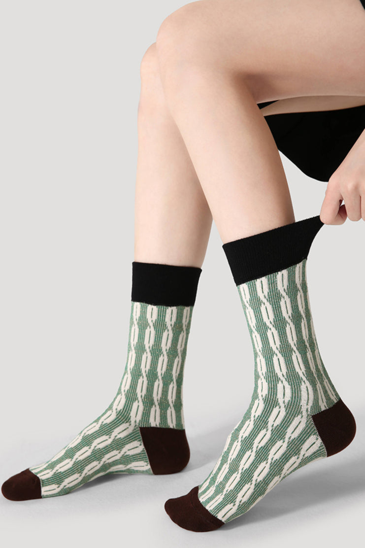 Chaussettes en coton respirantes à motifs géométriques