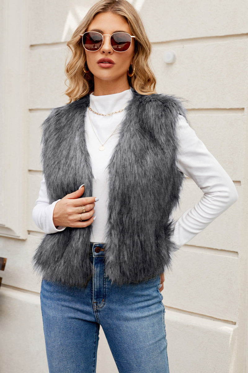 Gilet en fausse fourrure à plusieurs couches chic