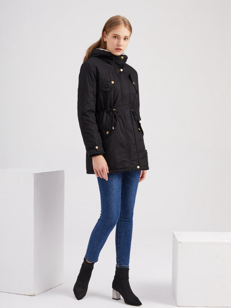 Damen Winterjacke mit Kapuze Parka Übergangsjacke 