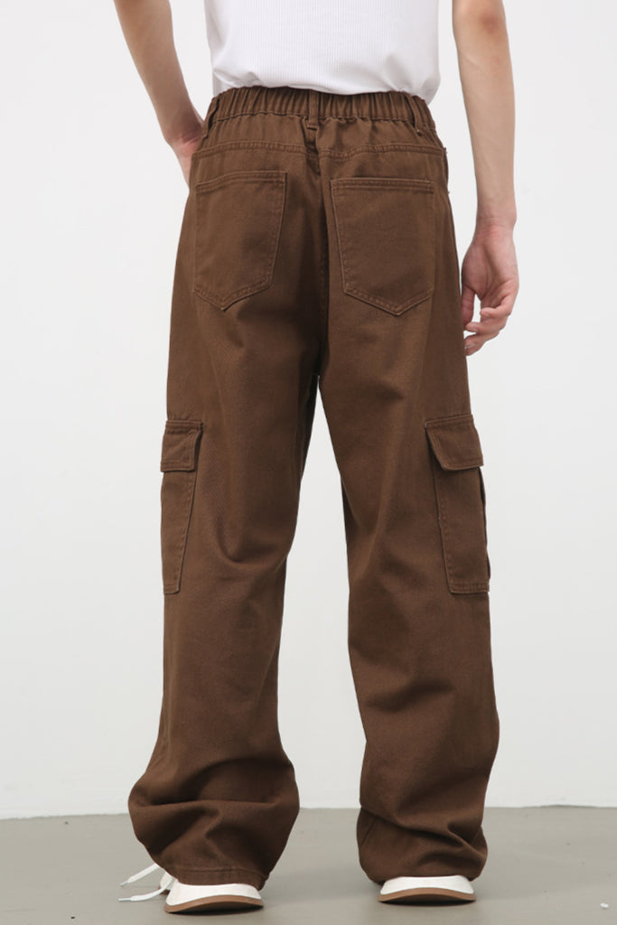 Pantalon cargo décontracté à jambes larges tendance 